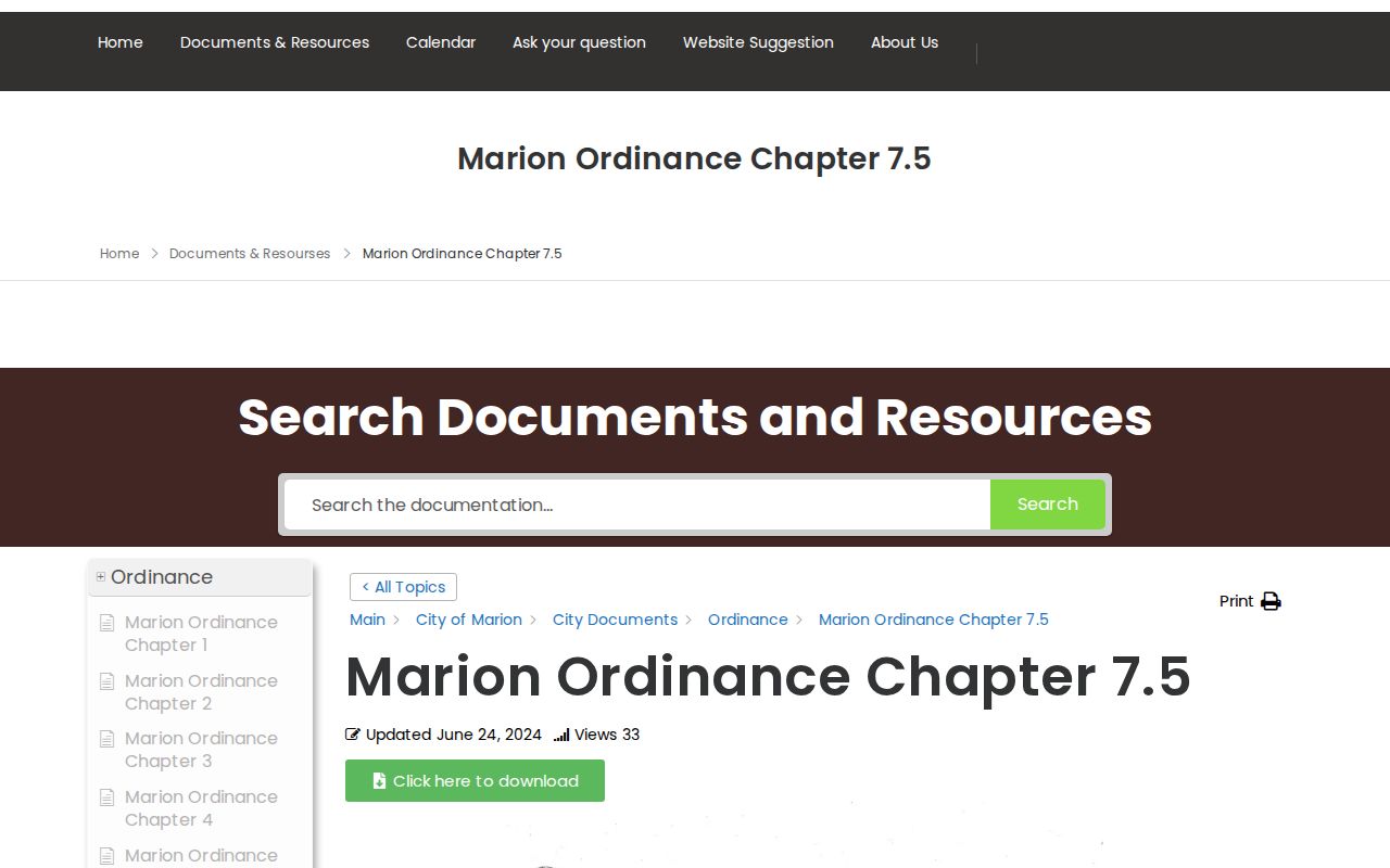 Marion municipal authority for Perry County city court warrants