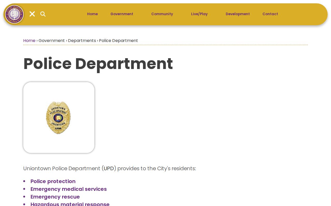 Uniontown police contact for Perry County city court warrants